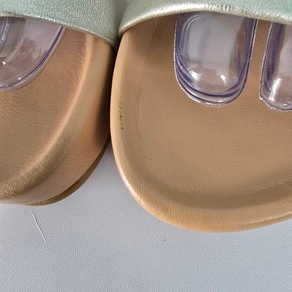 Beek Pelican in Metallic Gold Upper Tan Footbed Leather Slide Sandals Size 11 - Picture 13 of 14